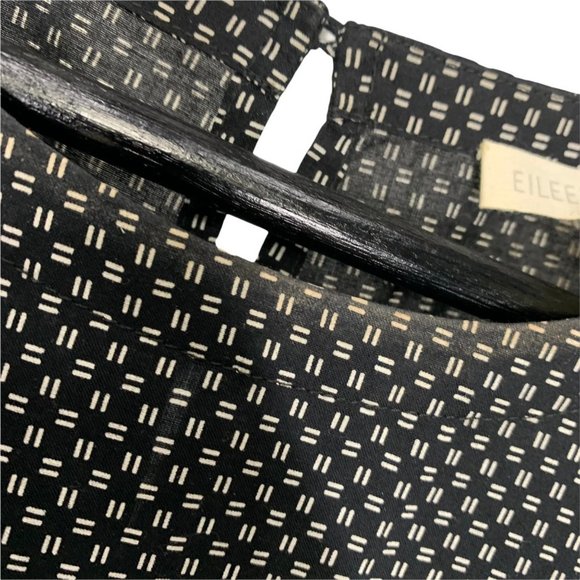 Eileen Fisher Black Organic Cotton Sleeveless Micro Print Swing Dress Medium - Picture 6 of 10